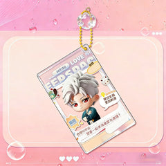 LaDS Golden Beaded Chain Clear Card Keychain 159-162 - Double-Sided Sandwich Anime Game Acrylic Merchandise - merrys