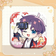 LaDS Collab Series Square Badge - 5cm Tinplate Holographic Silver Foil Dots Plain Surface - merrys