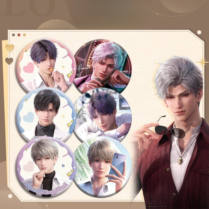 LaDS Collab Series Double Flash Badge - Silver Foil Dots Holographic Plain Surface Tinplate 58/75mm - merrys