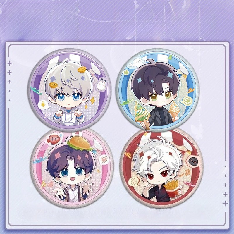 LaDS Collab Series Double Flash Badge - Silver Foil Holographic Plain Surface Tinplate 58/75mm - merrys