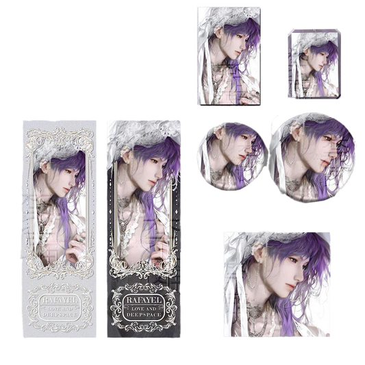 Artist-Authorized Lads Rafayel 6-Piece Set - Badges, Holographic Laser Tickets, Acrylic Standees & Keychains