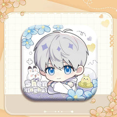 LaDS Collab Series Square Badge - 5cm Tinplate Holographic Silver Foil Dots Plain Surface - merrys