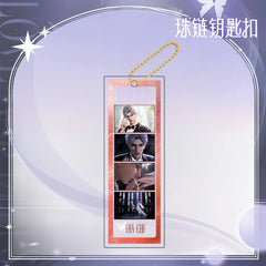 LaDS Long Keychain - Electroplated Golden Beaded Chain Clasp, Anime Acrylic Charm - merrys