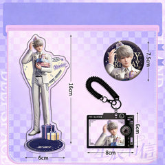 LaDS Xavier Birthday Three-Piece Set - Sandwich Standee, Double Flash Badge, Keychain Combo - merrys