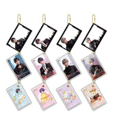 LaDS Golden Beaded Chain Clear Card Keychain - Double-Sided Sandwich Anime Game Acrylic Charm