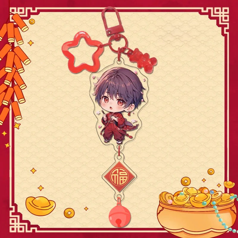 LaDS Chibi New Year Pendant Bell Buckle - Acrylic Charm Anime Merchandise Gift Keychain - merrys