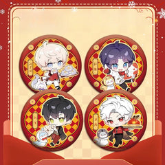 LaDS New Year Chibi Double Flash Badge 139-142 - 75mm 58mm Tinplate Anime Merchandise Badge - merrys