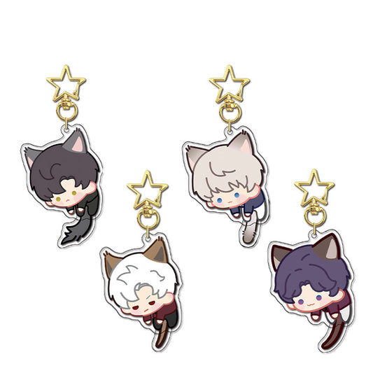 LaDS Rotating Golden Star Keychain - Sandwich Craft Double-Sided High-Definition Anime Acrylic Charm - merrys