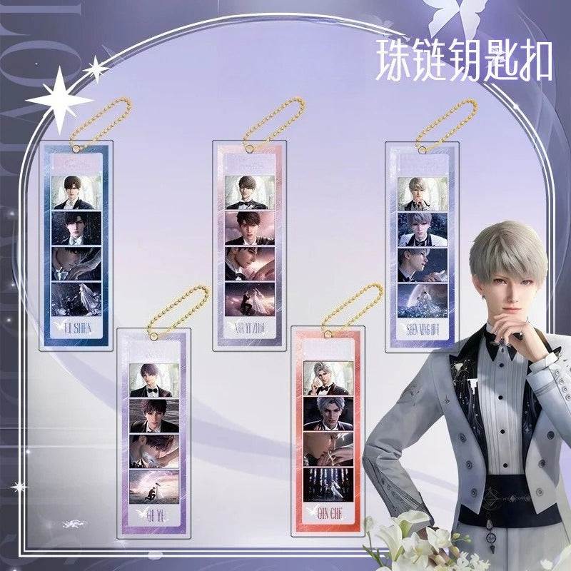 LaDS Long Keychain - Electroplated Golden Beaded Chain Clasp, Anime Acrylic Charm - merrys