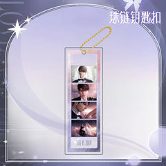 LaDS Long Keychain - Electroplated Golden Beaded Chain Clasp, Anime Acrylic Charm - merrys