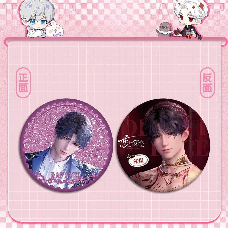 LaDS Flow Sand Mahjong Badge - Full Double-Sided Pattern 58mm Doujin Acrylic Merchandise - merrys