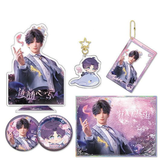 LaDS Rafayel Birthday Series Co-branded Combo Set - Double Flash Badge, Standee Anime Game Merchandise Gift - merrys