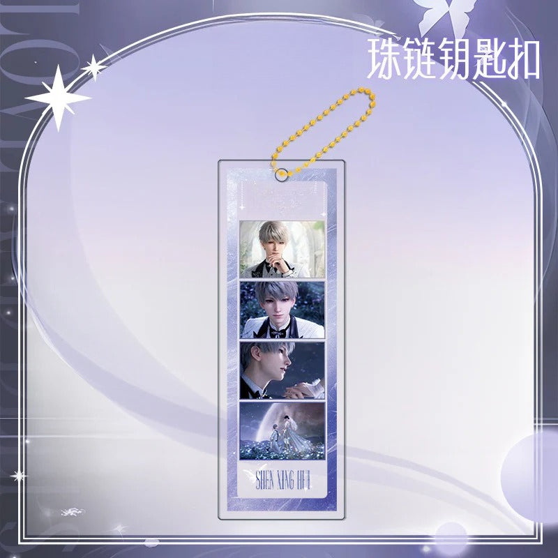 LaDS Long Keychain - Electroplated Golden Beaded Chain Clasp, Anime Acrylic Charm - merrys