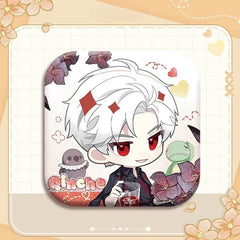 LaDS Collab Series Square Badge - 5cm Tinplate Holographic Silver Foil Dots Plain Surface - merrys