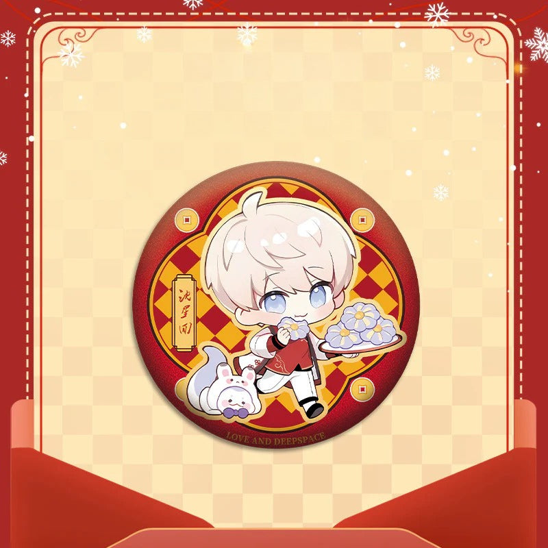 LaDS New Year Chibi Double Flash Badge 139-142 - 75mm 58mm Tinplate Anime Merchandise Badge - merrys