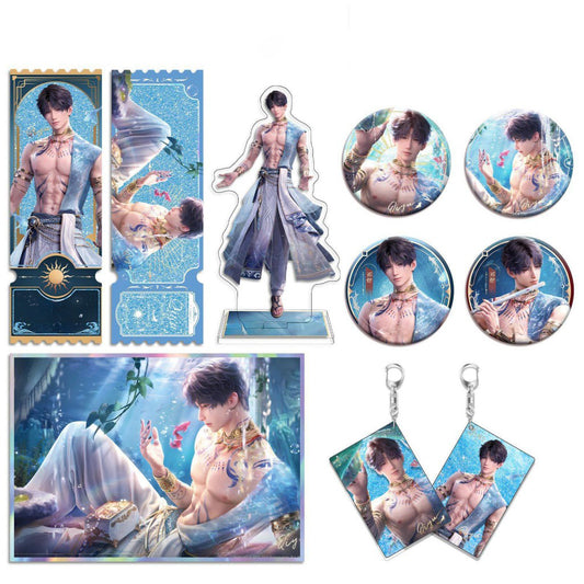LaDS Rafayel God of Tides Echoes of the Sea Breeze - Acrylic Standee, Art Card, Double Flash Badge, Quicksand Merchandise - merrys