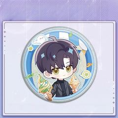 LaDS Collab Series Double Flash Badge - Silver Foil Holographic Plain Surface Tinplate 58/75mm - merrys