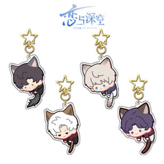 Love and DeepSpace Rotating Golden Star Keychain - Sandwich Craft Double-Sided High-Definition Anime Acrylic Charm - merrys