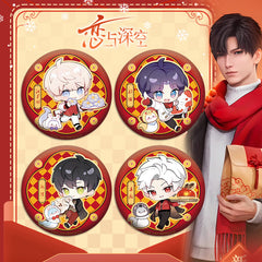 Love and DeepSpace New Year Chibi Double Flash Badge 139-142 - 75mm 58mm Tinplate Anime Merchandise Badge - merrys