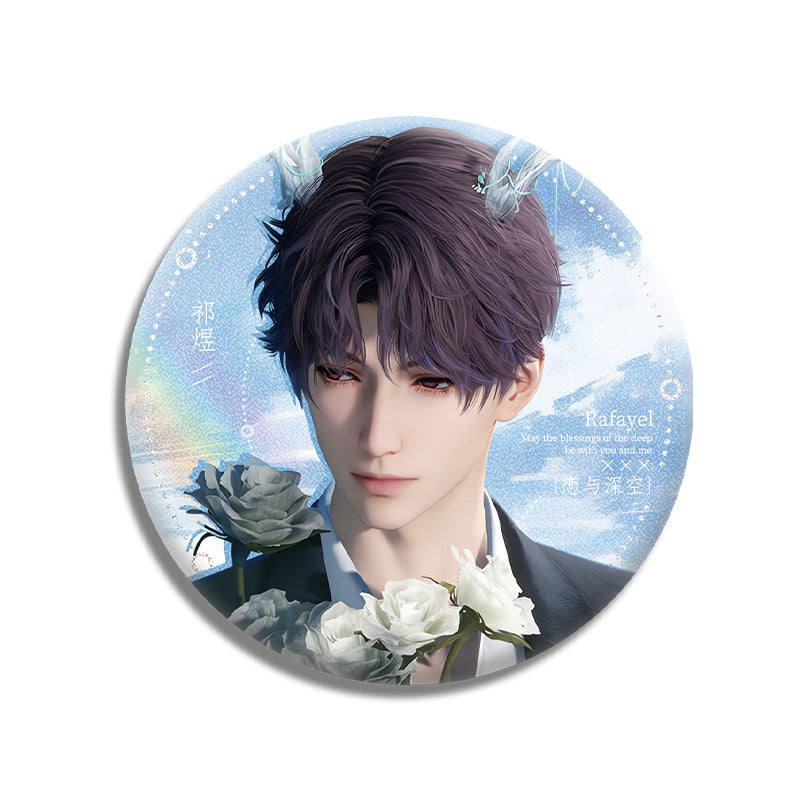 LaDS Double Flash Badge 165-186 - Silver Foil Plain Surface Diameter 75mm 58mm Tinplate Anime Badge - merrys