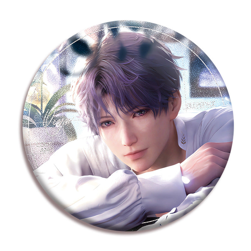 LaDS Collab Series Double Flash Badge - Silver Foil Dots Holographic Plain Surface Tinplate 58/75mm - merrys