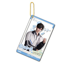 LaDS Golden Beaded Chain Clear Card Keychain 163-167 Double-Sided Sandwich Anime Game Merchandise Charm - merrys
