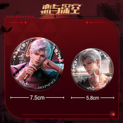 Love and DeepSpace Sylus Double Flash Badge - All Characters 75mm 58mm Tinplate Anime Merchandise - merrys