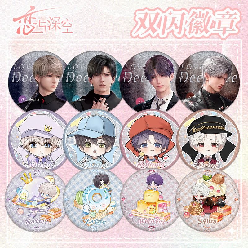 Love and DeepSpace Lawson Co-branded Double Flash Badge - 75mm 58mm Tinplate Anime Merchandise - merrys
