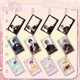 Love and DeepSpace Golden Beaded Chain Clear Card Keychain - Double-Sided Sandwich Anime Game Acrylic Charm - merrys