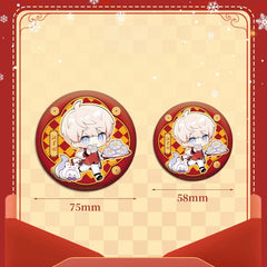 LaDS New Year Chibi Double Flash Badge 139-142 - 75mm 58mm Tinplate Anime Merchandise Badge - merrys