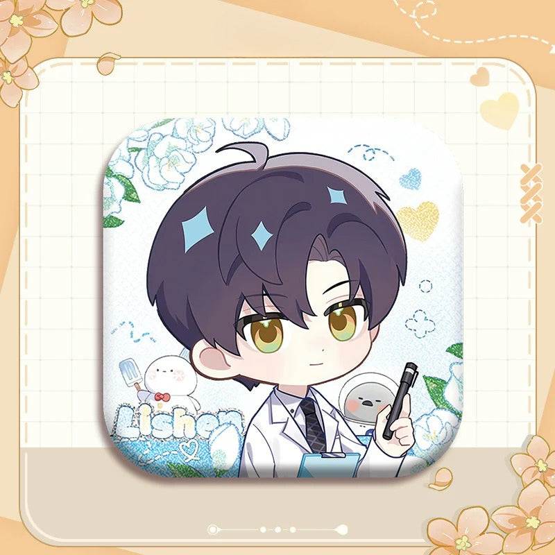 LaDS Collab Series Square Badge - 5cm Tinplate Holographic Silver Foil Dots Plain Surface - merrys