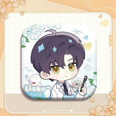 LaDS Collab Series Square Badge - 5cm Tinplate Holographic Silver Foil Dots Plain Surface - merrys