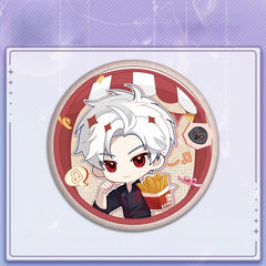 LaDS Collab Series Double Flash Badge - Silver Foil Holographic Plain Surface Tinplate 58/75mm - merrys