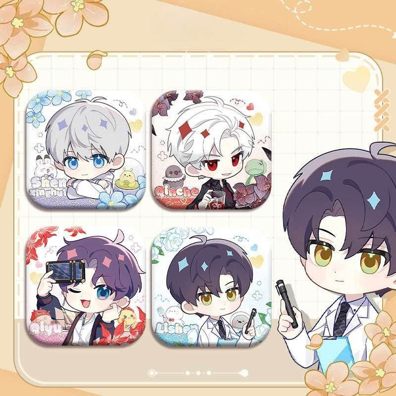 LaDS Collab Series Square Badge - 5cm Tinplate Holographic Silver Foil Dots Plain Surface - merrys