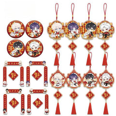 LaDS Chibi Spring Festival Series - Double Flash Badge, Spring Festival Couplets, Fu Character Pendant Game Anime Decoration - merrys