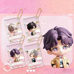 LaDS Golden Beaded Chain Clear Card Keychain 159-162 - Double-Sided Sandwich Anime Game Acrylic Merchandise - merrys