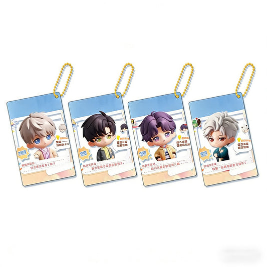 LaDS Golden Beaded Chain Clear Card Keychain 159-162 - Double-Sided Sandwich Anime Game Acrylic Merchandise - merrys