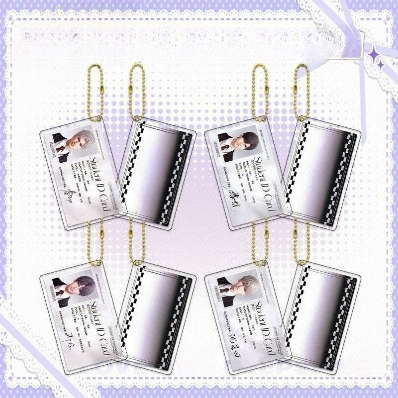 LaDS Golden Beaded Chain Clear Card Keychain 13-17 - Double-Sided Sandwich Anime Game Acrylic Merchandise - merrys
