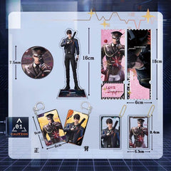 LaDS Caleb Merchandise - Acrylic Sandwich Standee, Double Flash Badge, Art Card, Quicksand Keychain - merrys