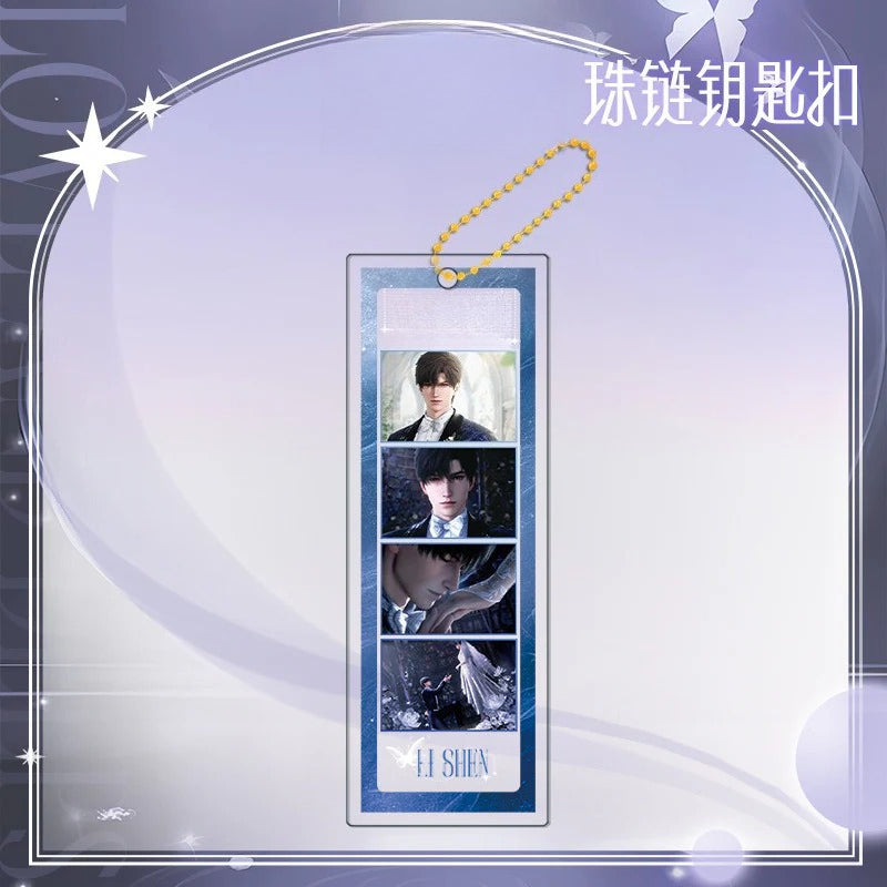 LaDS Long Keychain - Electroplated Golden Beaded Chain Clasp, Anime Acrylic Charm - merrys