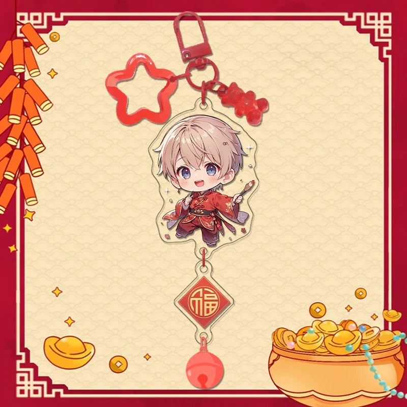 LaDS Chibi New Year Pendant Bell Buckle - Acrylic Charm Anime Merchandise Gift Keychain - merrys