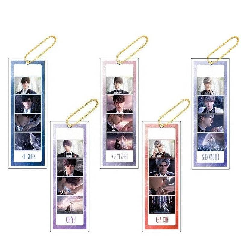 LaDS Long Keychain - Electroplated Golden Beaded Chain Clasp, Anime Acrylic Charm - merrys