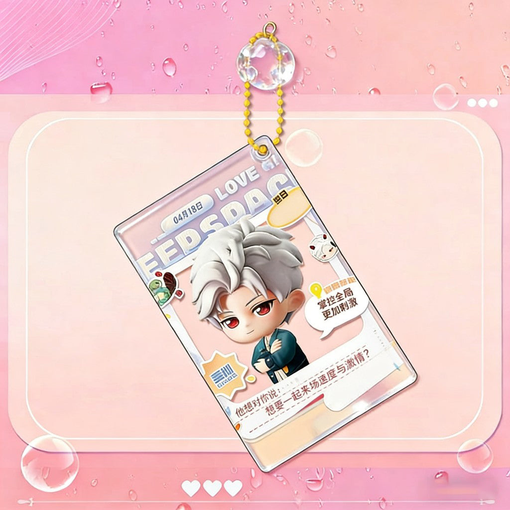 LaDS Golden Beaded Chain Clear Card Keychain 159-162 - Double-Sided Sandwich Anime Game Acrylic Merchandise - merrys