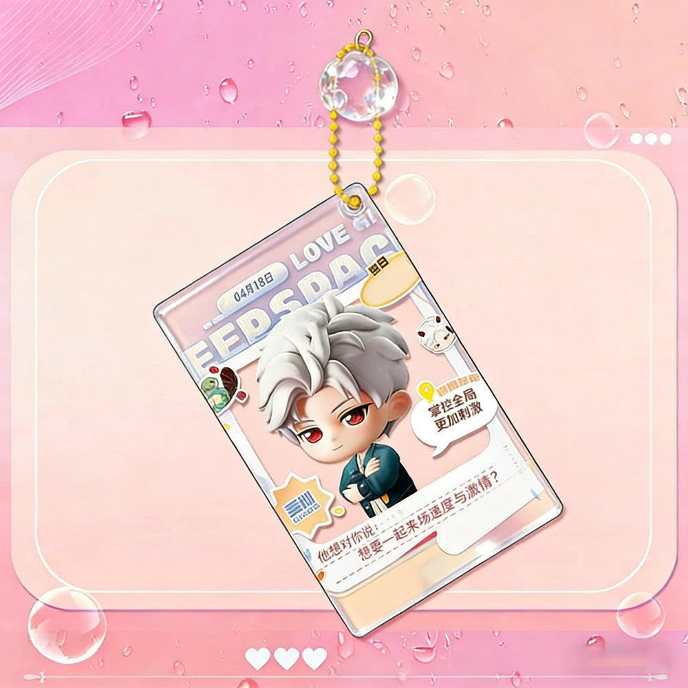 LaDS Golden Beaded Chain Clear Card Keychain 159-162 - Double-Sided Sandwich Anime Game Acrylic Merchandise - merrys