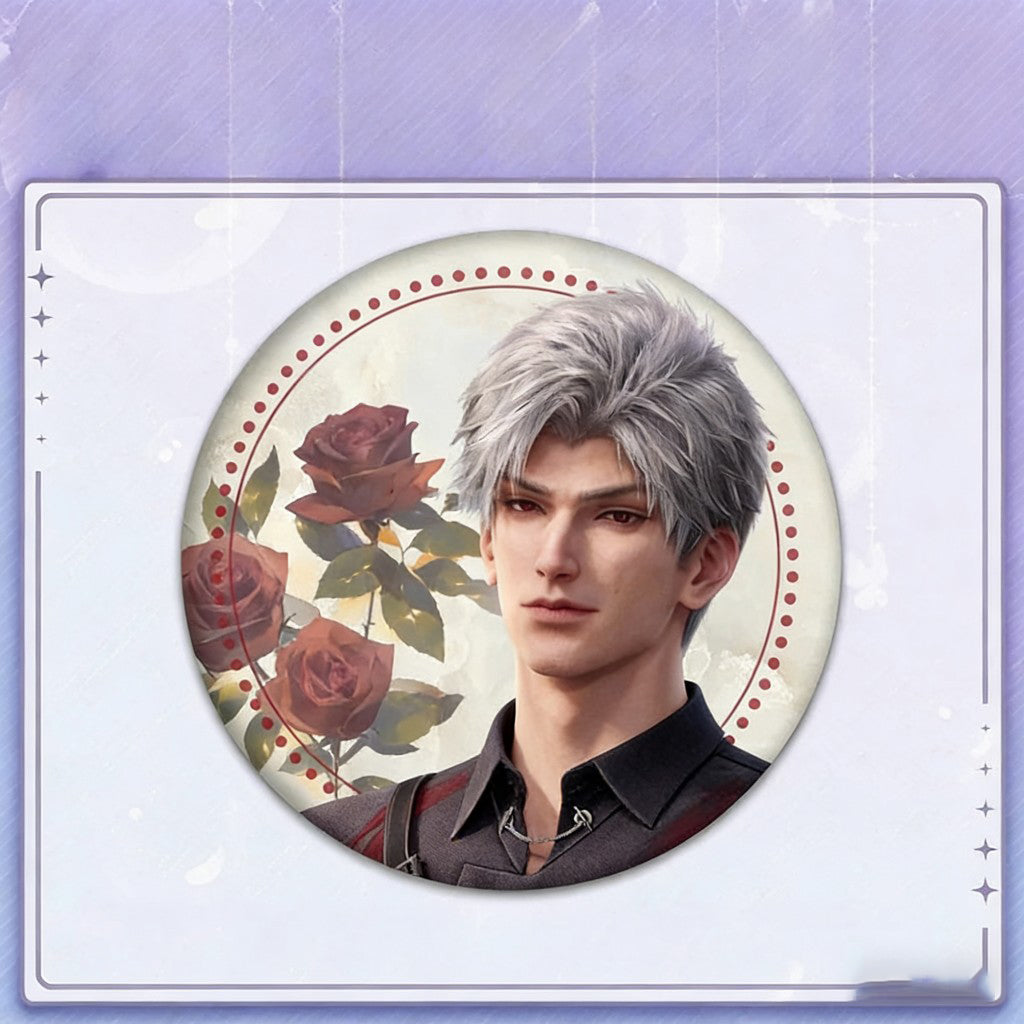 LaDS Collab Series Double Flash Badge - Silver Foil Holographic Plain Surface Tinplate 58/75mm - merrys