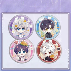 LaDS Collab Series Double Flash Badge - Silver Foil Holographic Plain Surface Tinplate 58/75mm - merrys