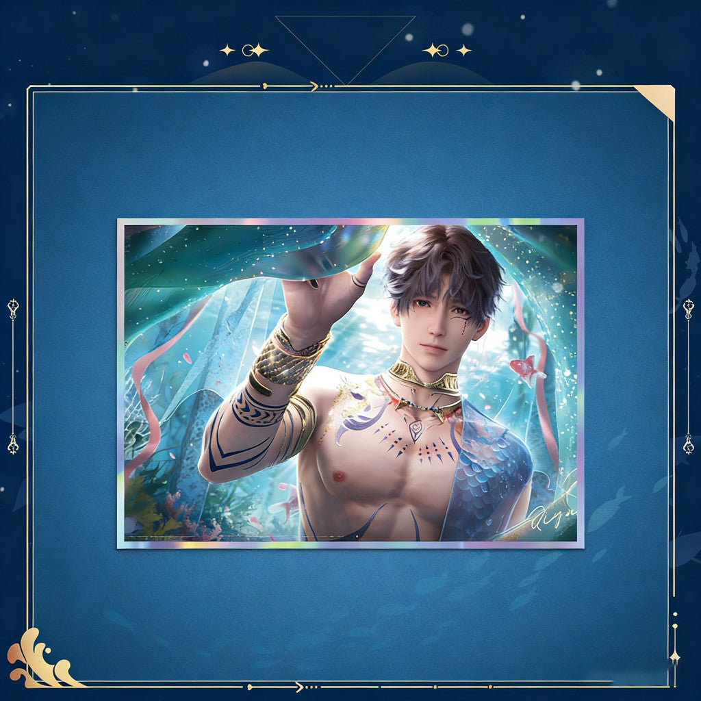 LaDS Rafayel God of Tides Echoes of the Sea Breeze - Acrylic Standee, Art Card, Double Flash Badge, Quicksand Merchandise - merrys