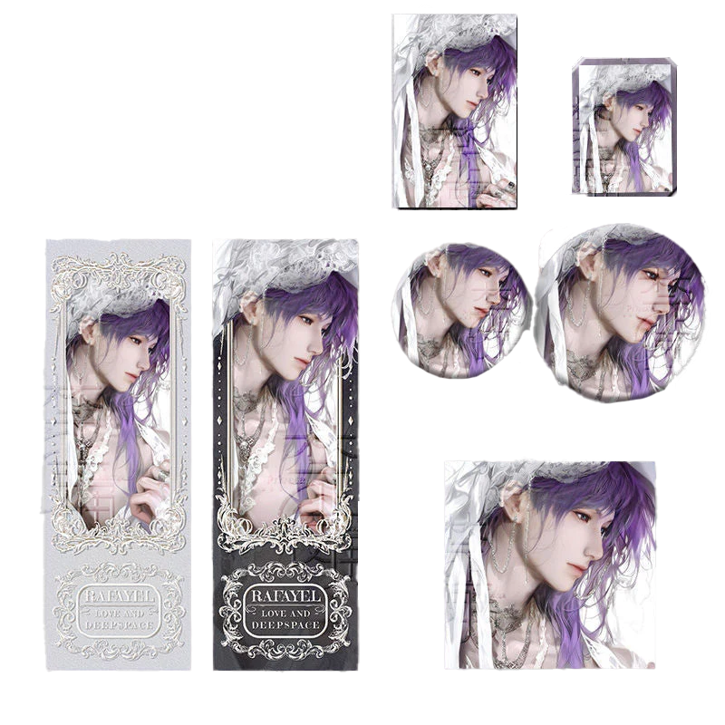 Artist-Authorized Lads Rafayel 6-Piece Set - Badges, Holographic Laser Tickets, Acrylic Standees & Keychains