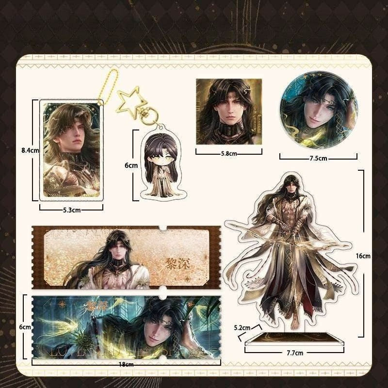 LaDS Zayne End of God Series - Acrylic Sandwich Standee, Art Card, Quicksand Keychain - merrys