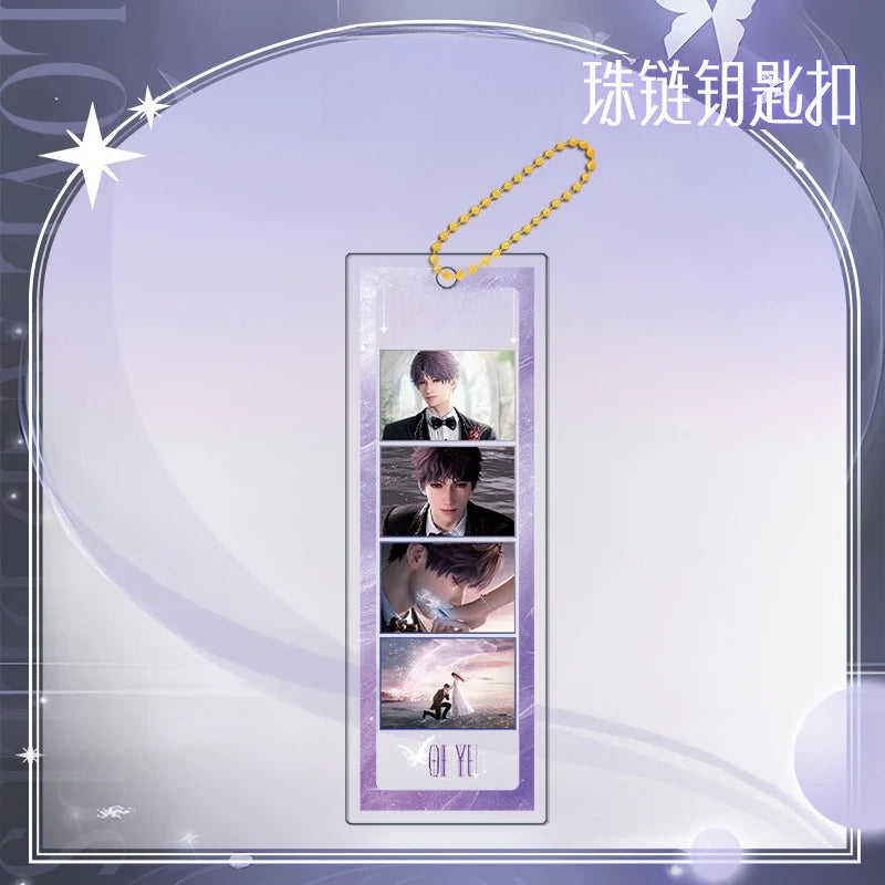 LaDS Long Keychain - Electroplated Golden Beaded Chain Clasp, Anime Acrylic Charm - merrys